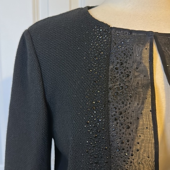 St. John Beaded Organza Trimmed Boucle Jacket Sz12 NWOT - Picture 3 of 15